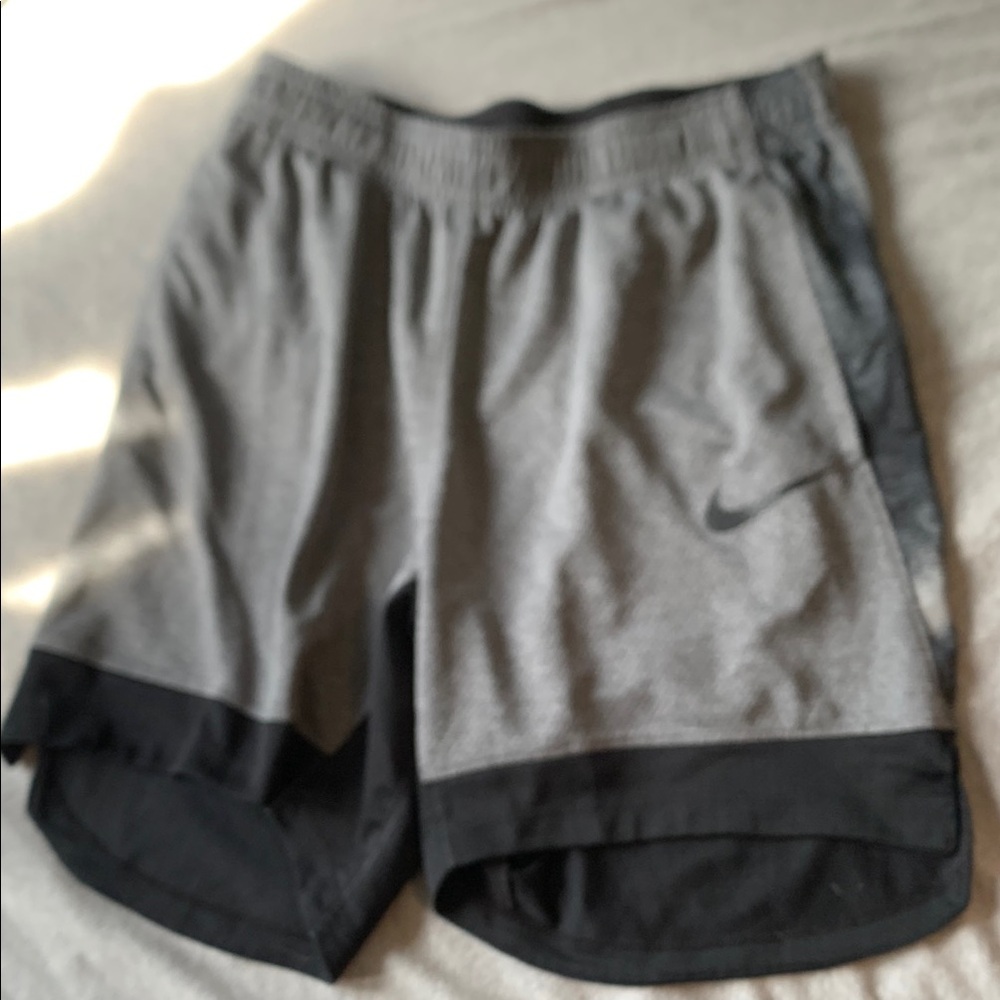 Nike Men's Gray and Black Athletic Shorts
